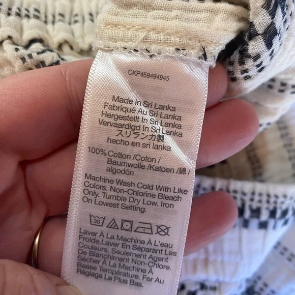 Madewell Lightspun Balloon Drawstring Pull-On Pants, Size Medium, White & Black - Picture 7 of 10